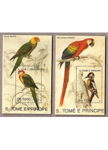 S. TOME E PRINCIPE 1992 foglietti nuovi rari uccelli tropicali Yvert Tellier BF 120/1